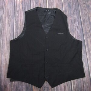 Suit Vest Mens 4XL Black Solid 4-Button Formal Dress Business Wedding Waistcoat